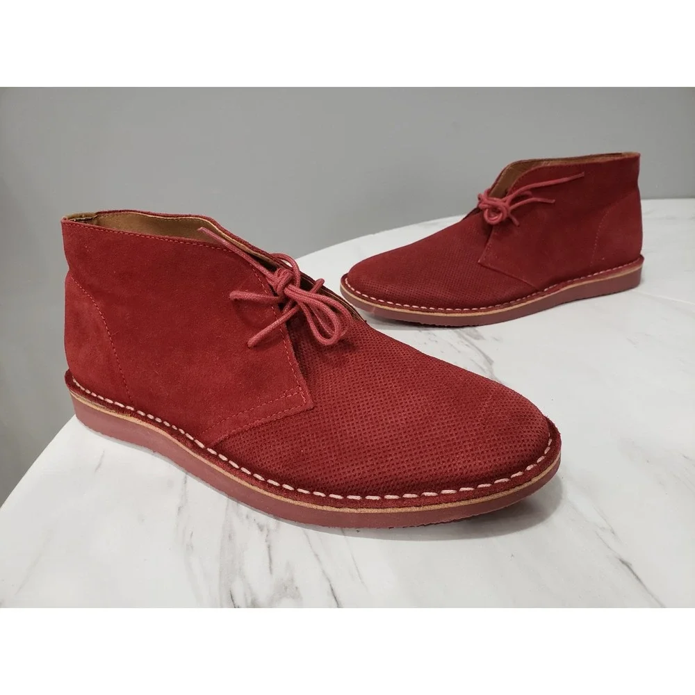 NEW NO BOX SIZE 8 Asher Green Men's Red Wine Suede Chukka Boots  10324-2707
